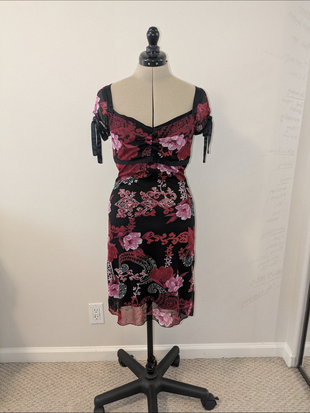 Y2k Mesh Floral Midi Dress